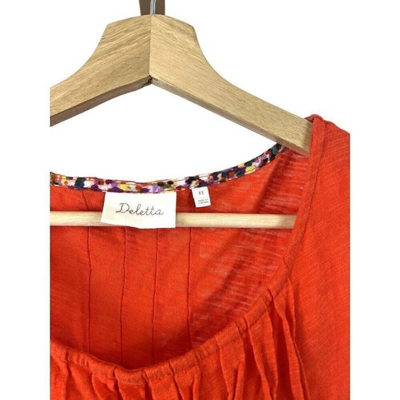 Anthropologie Deletta Sleeveless Ruffled Red V-Neck Top Red EUC XS - Picture 2 of 6